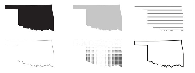 Wall Mural - oklahoma state map black. oklahoma map silhouette isolated on transparent background. vector illustr