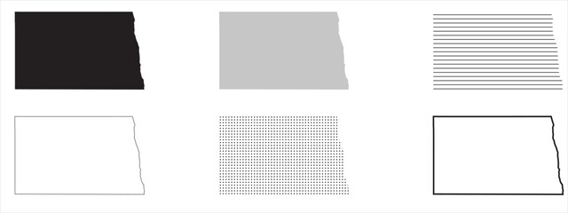 Wall Mural - north dakota state map black. north dakota map silhouette isolated on transparent background. vector