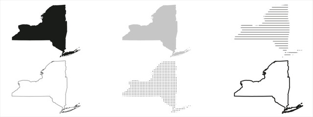 Sticker - New York State Map Black. New York map silhouette isolated on transparent background. Vector Illustration. Variants.