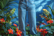 close-up of woman jeans