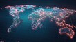Global Network Concept: A Digital World Map Illustrating Technological Infrastructure