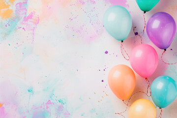 Poster - A slide background showcasing a party. Celebration spirit. Balloons. Background image. Created with Generative AI technology