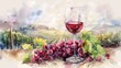 Wine and vineyards in watercolor the essence of the grape