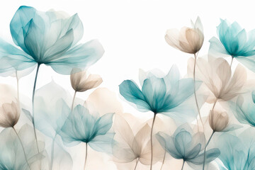 Wall Mural - Art background with transparent x-ray flowers.