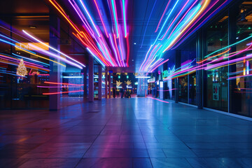 Poster - Speed motion blur. Colorful light trails. Abstract background image. Created with Generative AI technology