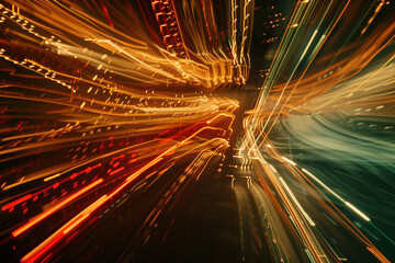 Poster - Speed motion blur. Colorful light trails. Abstract background image. Created with Generative AI technology