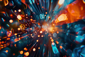 Poster - Speed motion blur. Colorful light trails. Abstract background image. Created with Generative AI technology