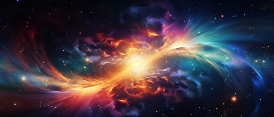 a mesmerizing digital artwork depicting a swirling galaxy filled with cosmic wonders and infinite po
