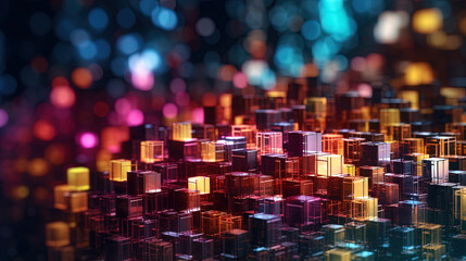 Poster - Abstract background with structure of cubes. Colorful cubes texture for technology backdrop.