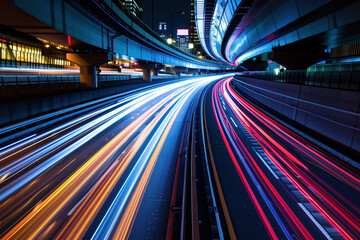 Poster - night traffic. colorful light trails. long exposure. background image. created with generative ai te