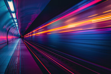 Poster - night traffic. colorful light trails. long exposure. background image. created with generative ai te