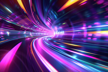 Poster - Speed motion blur. Colorful light trails. Abstract background image. Created with Generative AI technology