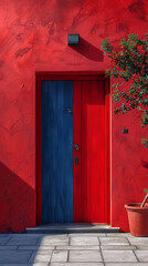 Wall Mural - A vibrant minimalistic door and wall.