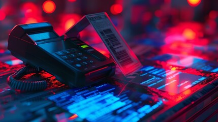 Aufkleber - Futuristic communication devices over a high-tech motherboard backdrop. glowing lights illustrate advanced technology. conceptual tech image for modern communication needs. AI