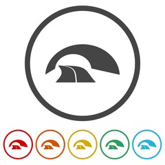 Poster - Tunnel and highway icon. Set icons in color circle buttons