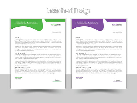 Modern style letterhead design for companies with two colors.