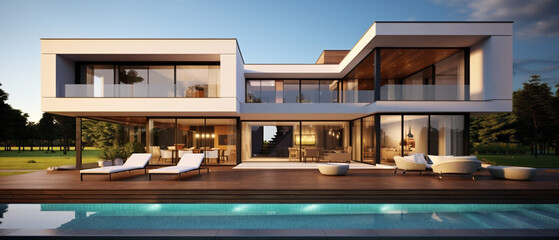 Wall Mural - a futuristic building with clean lines and minimalist aesthetic showcases modern architectural desig