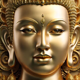 Fototapeta Konie - close up portrait of golden Budda. religion concept. Ai generated