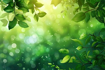 Poster - green leaves background