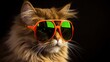 © Login - Stylish cat posing in sunglasses. Close portrait of furry kitty in fashion style. Illustration for cover, card, postcard, interior design, banner, poster, brochure or presentation.
