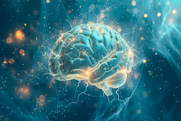 Poster - brain a nerve shape and a health overlay on the thought