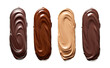 Chocolate Smear Isolated, Melted Chocolate Texture on White Background, Chocolate Sauce Pattern
