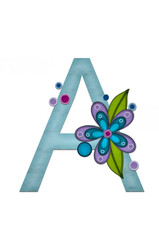 Wall Mural - Alphabet Teal Petals A