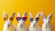 a group of bunnies wearing sunglasses