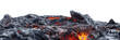 Volcanic Lava Rocks with Molten Magma Flowing, Intense Heat on Rugged Terrain