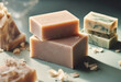 Natural soap bars with ingredients Diy cosmetics products Spa bath still life isometric view Homemade Beauty Products