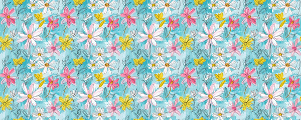 beautiful spring flower drawing pattern