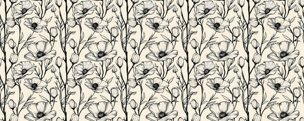 beautiful spring flower drawing pattern