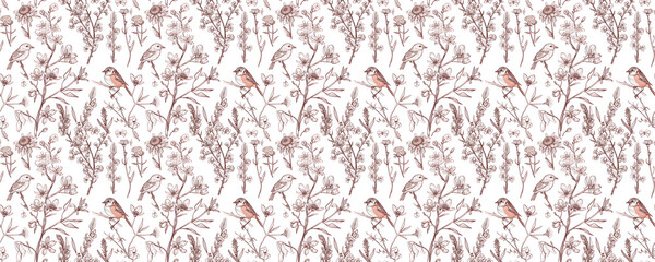 beautiful spring flower drawing pattern