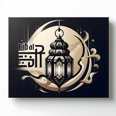 Wall Mural - 3d painting Islamic lantern Eid lamps  with the word Ramadan wallpaper