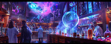 Groovy Science Lab Party Scientists And Capybaras Mixing Chemicals With Disco Lights Projecting A Hopeful Future