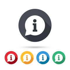 Poster - Information sign icon. Info speech bubble symbol. Info sign. Information icon collection