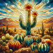 Desert cactus Stained glass design. 