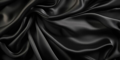 Smooth elegant deep black silk or satin luxury cloth texture background