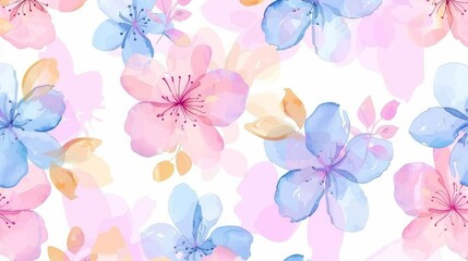 Wall Mural - vector watercolor pattern capturing the essence of spring with its simple yet elegant floral design