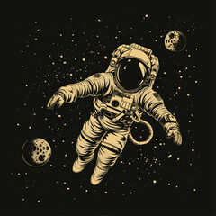 astronaut exploring the unknown cosmic frontiers, vector astronaut isolated background
