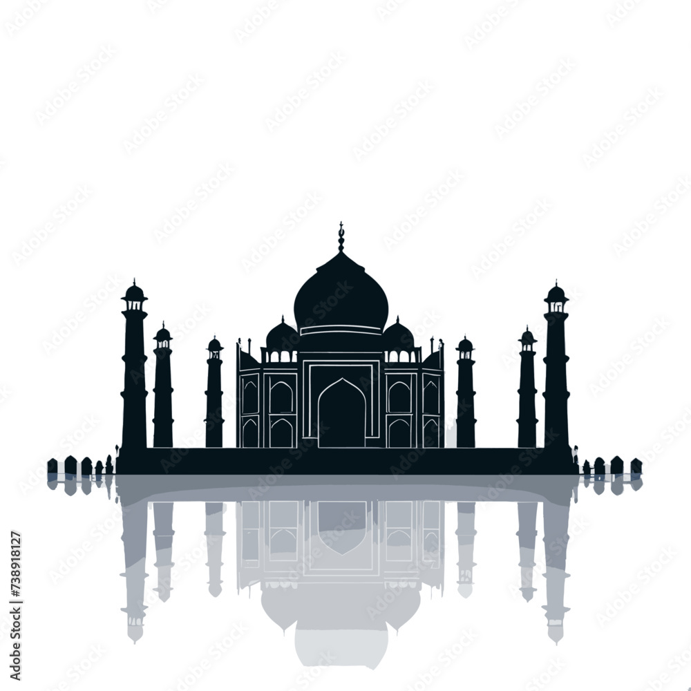 Silueta del Taj Mahal Stock Vector | Adobe Stock