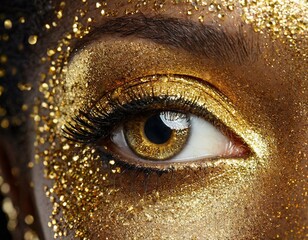 close up of an eye with colorful make up