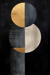 Poster - Abstract watercolor artwork, with its stark Nordic minimalism and geometric elegance, is ideal for modern decor or as a statement piece in a sleek office environment. Vertical format.