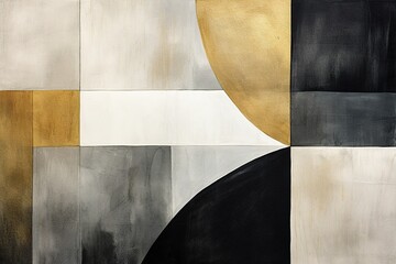 Poster - Sleek minimalist watercolor print in a Nordic design. Abstract art. Muted colors. Perfect for modern interiors and contemporary spaces. Scandinavian style. Geometric shapes.