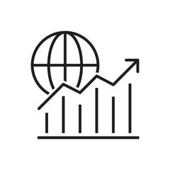 Global market graph report icon - world economics statistics icon