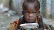 Photo of a child with signs of severe malnutrition, emphasizing the devastating impact of hunger on physical and cognitive development, Hunger and Malnutrition: Despite agricultura