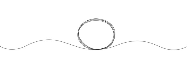 Poster - Continuous line drawing of a black circle. Single-line frame icon. A sketch of a circular frame. Vector editable line illustration.