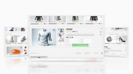 Wall Mural - Sales and shopping web page for e-commerce. Website animation of men's and women's clothing products.