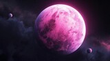 Fototapeta Młodzieżowe - A Pink Moon in the Dark Sky