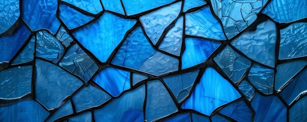 Wall Mural - Close-Up of a Blue Stained Glass Window